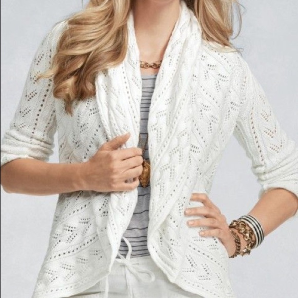 CAbi Cream Knit Cardigan Sweater